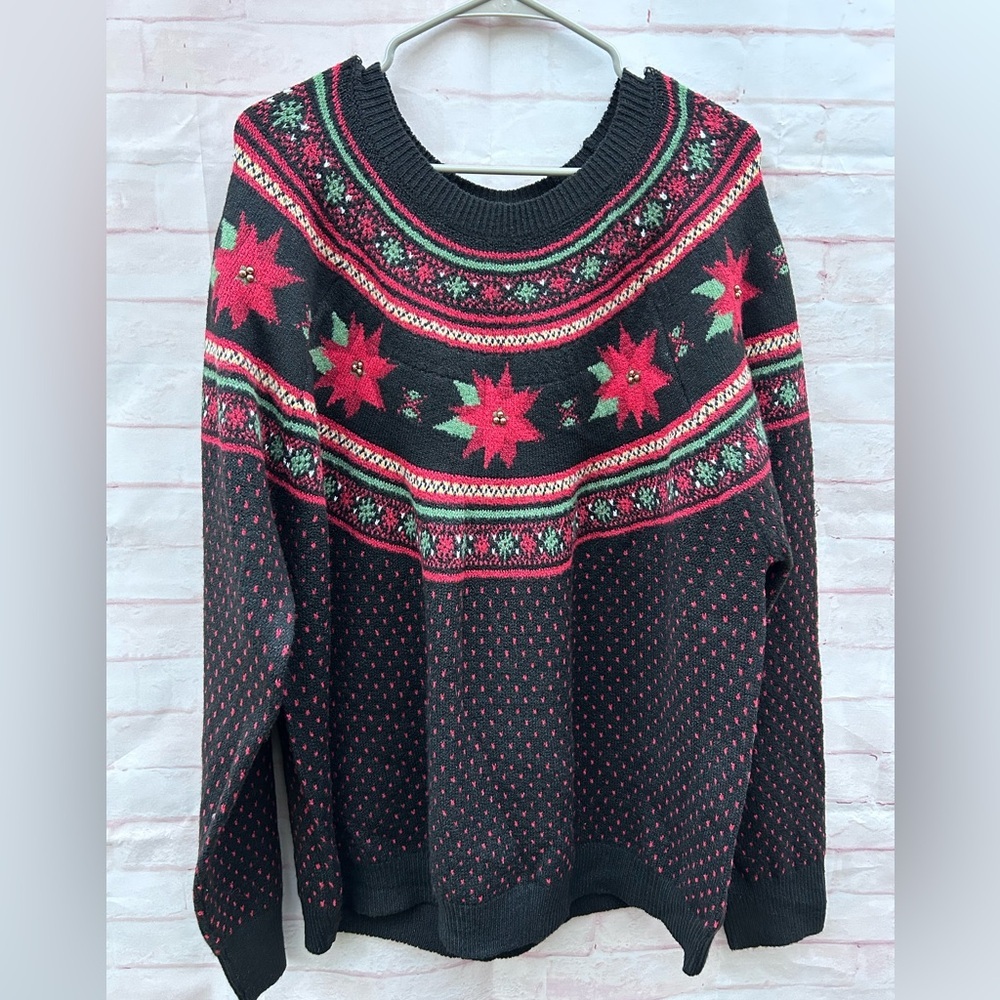 Holiday Time size 2X fair isle Holiday ugly Christmas beaded sweater unisex
